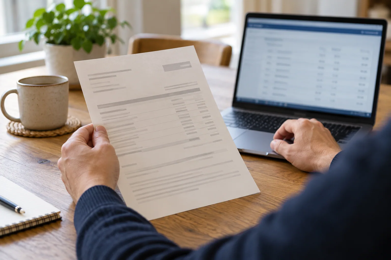 Comparing a mortgage statement with an online payment record