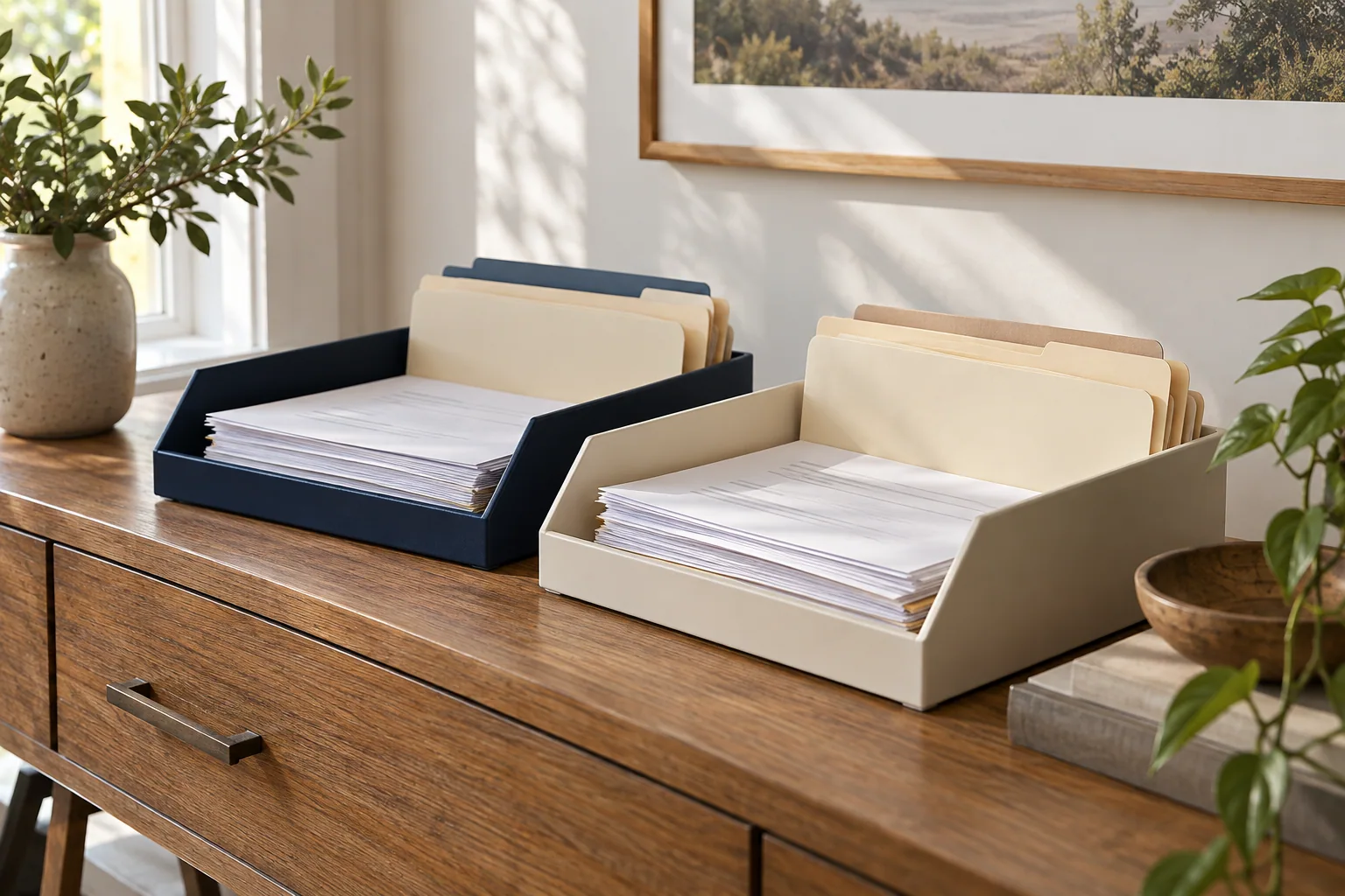 Separate incoming and outgoing document trays for mortgage transfer records